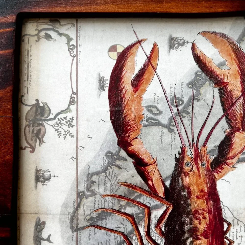 Lobster Print & Unique WOOD FRAME